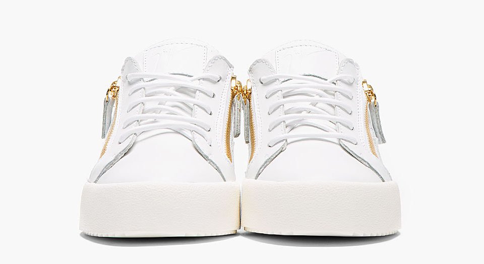 Leather Low Top Zipped Sneakers by Designer Giuseppe Zanotti 1