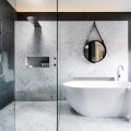 Award-winning monochromatic Bathroom by Minosa Design