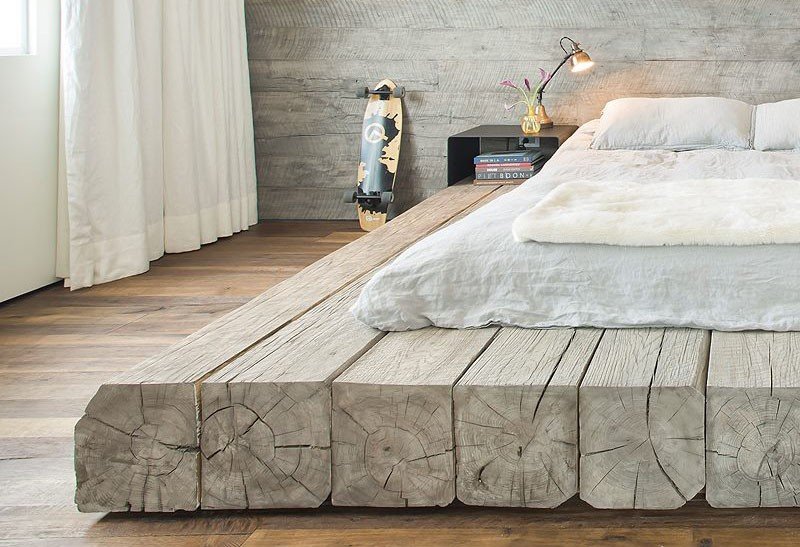 A Platform Bed Made Using Reclaimed Logs 2