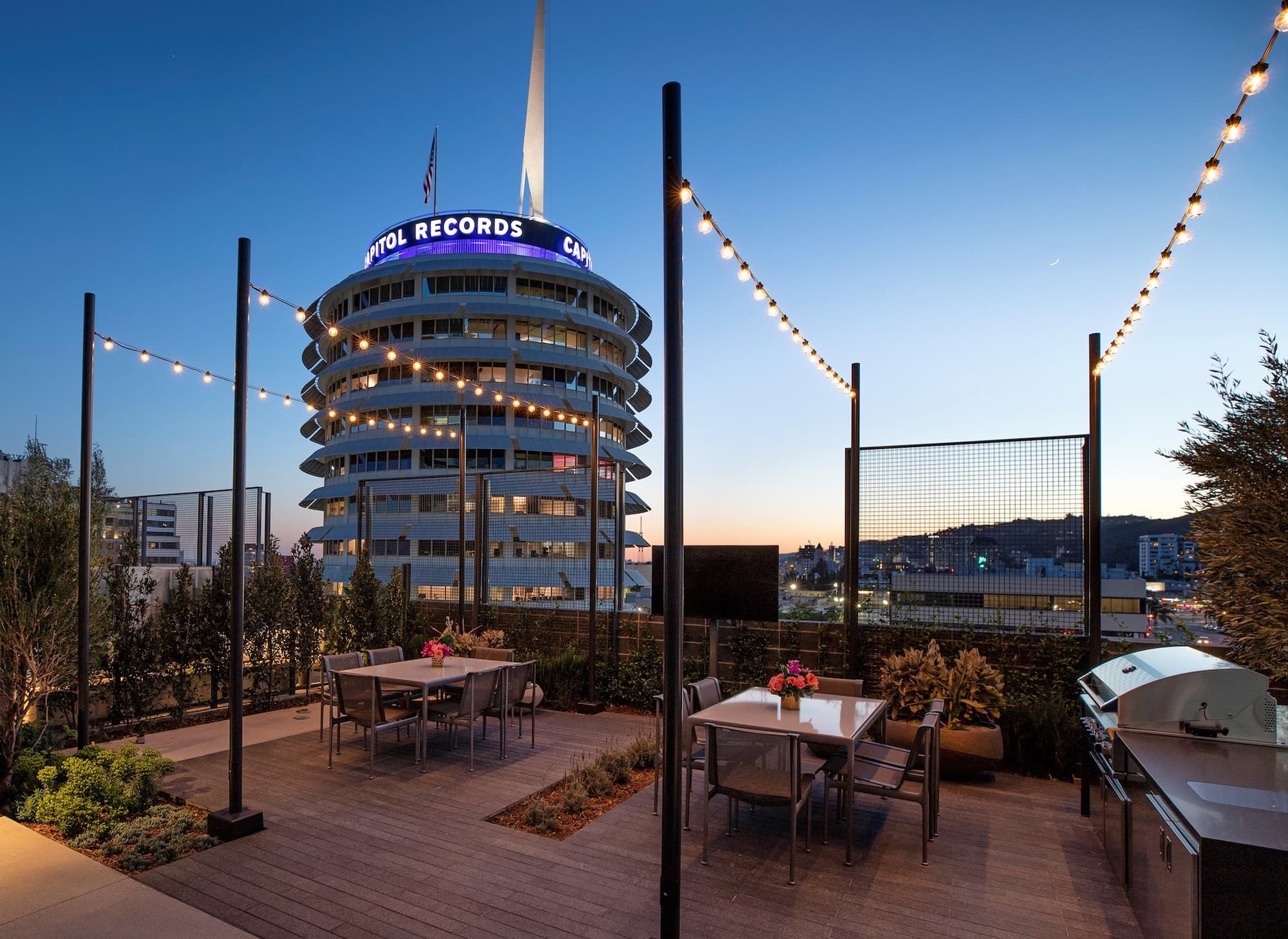Argyle House Roof Top with view of Capitol Records Building